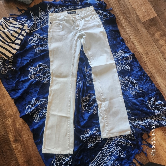 LOW RISE STRETCH WHITE STRAIGHT LEG! SIZE 3/4 (27") EXPRESS        c2 - Picture 2 of 12